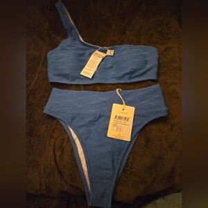 Rhythm Textured Blue Bikini Set Size XS